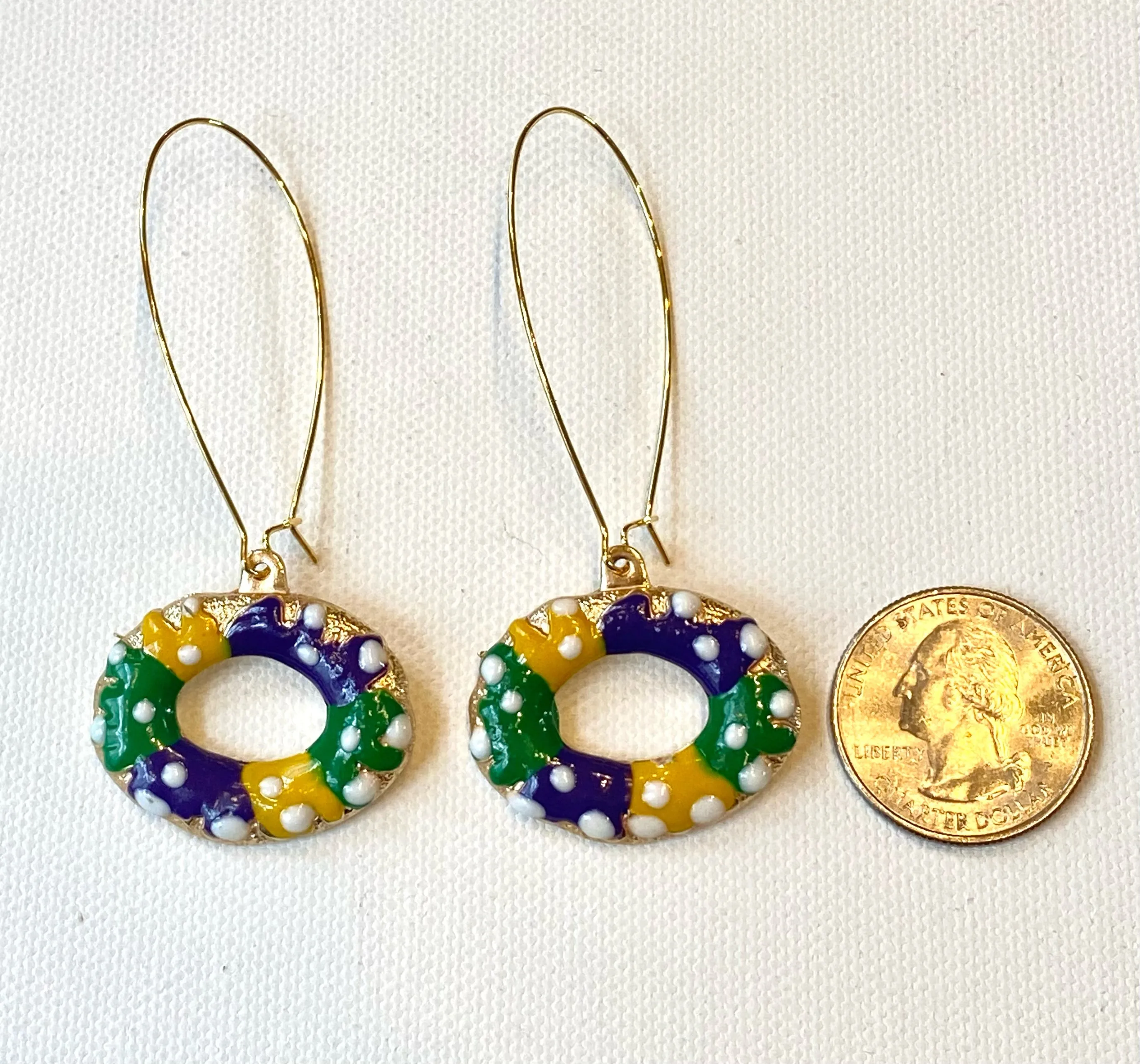 King Cake Mardi Gras Earrings