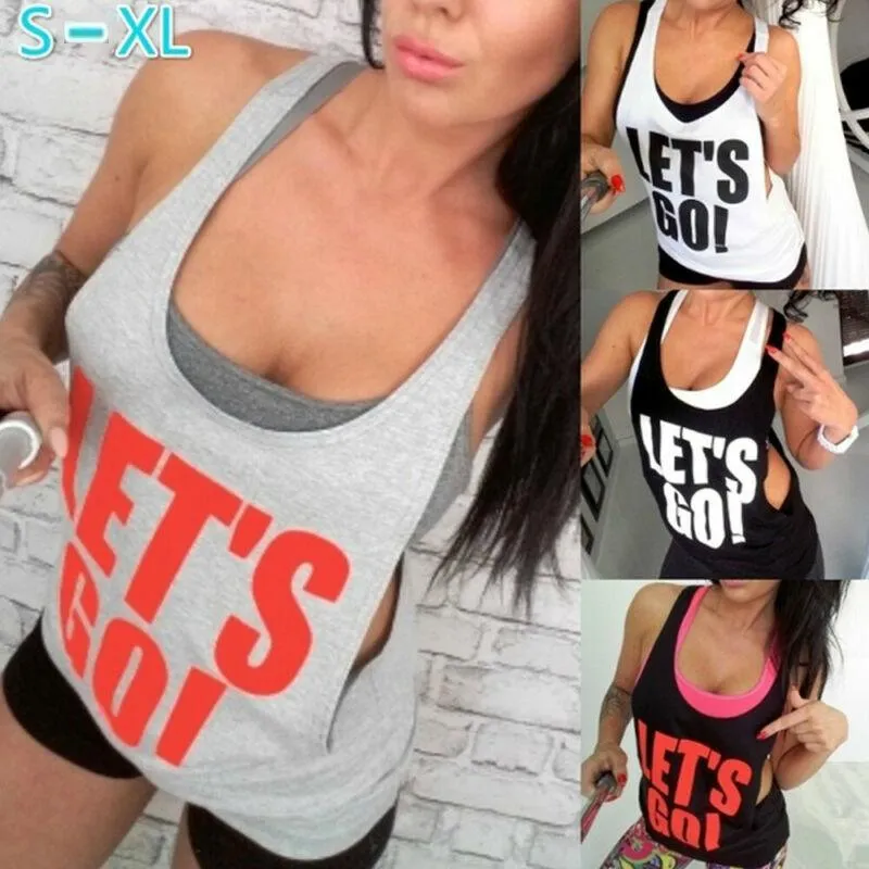 Ladies Comfy Sports Tank Top Hollow Cut Loose Gym