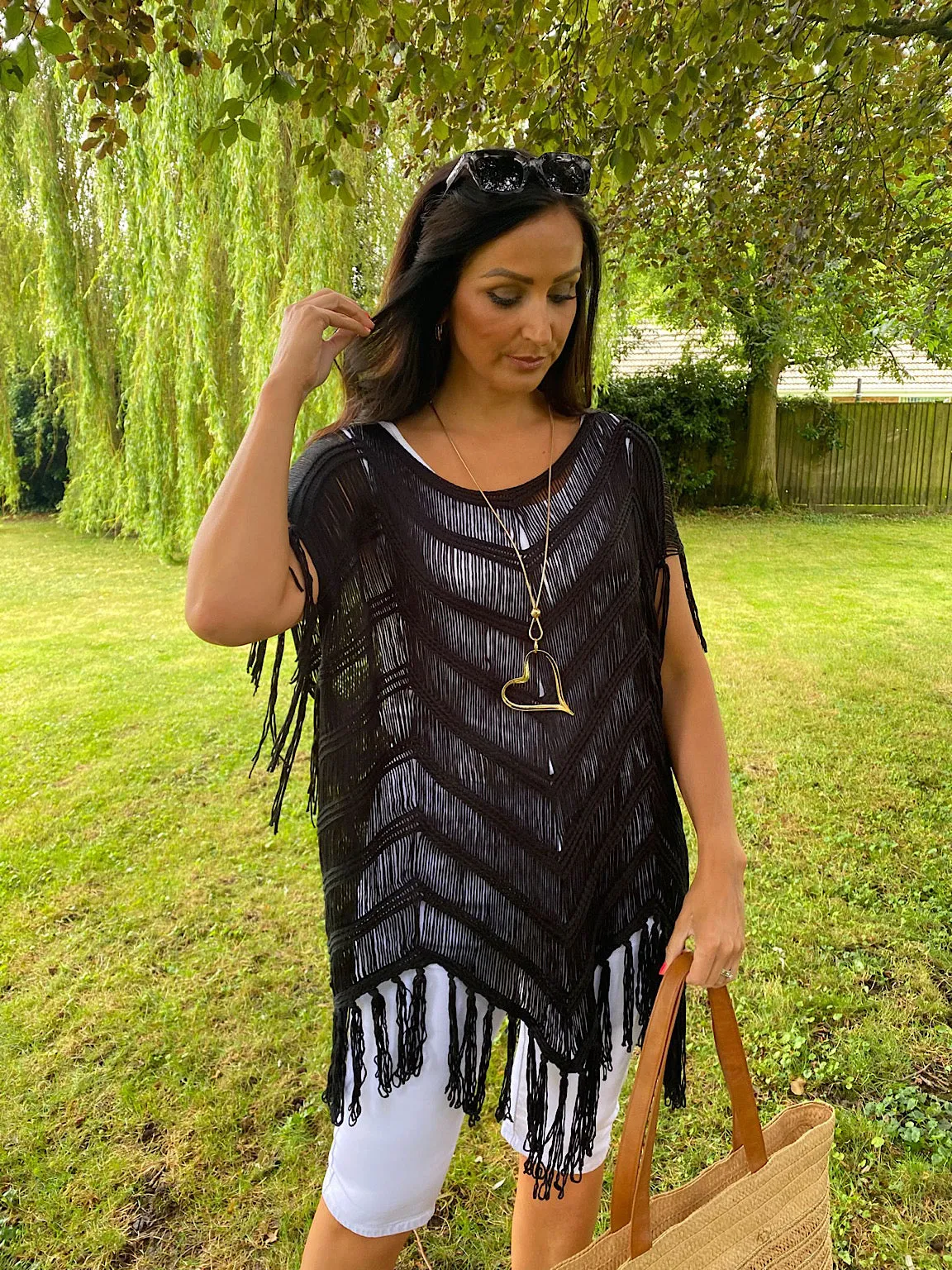 Lightweight Fringe Knit Over Top Cassie