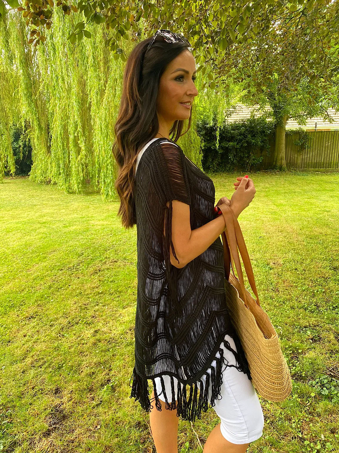 Lightweight Fringe Knit Over Top Cassie