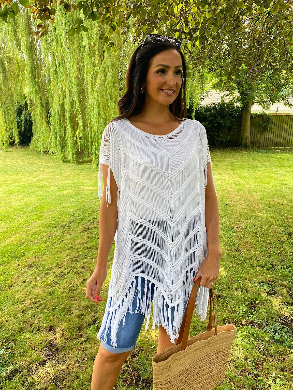 Lightweight Fringe Knit Over Top Cassie