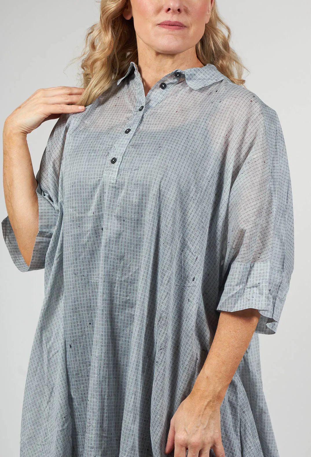 Lightweight Tunic Dress in Ice Stripe