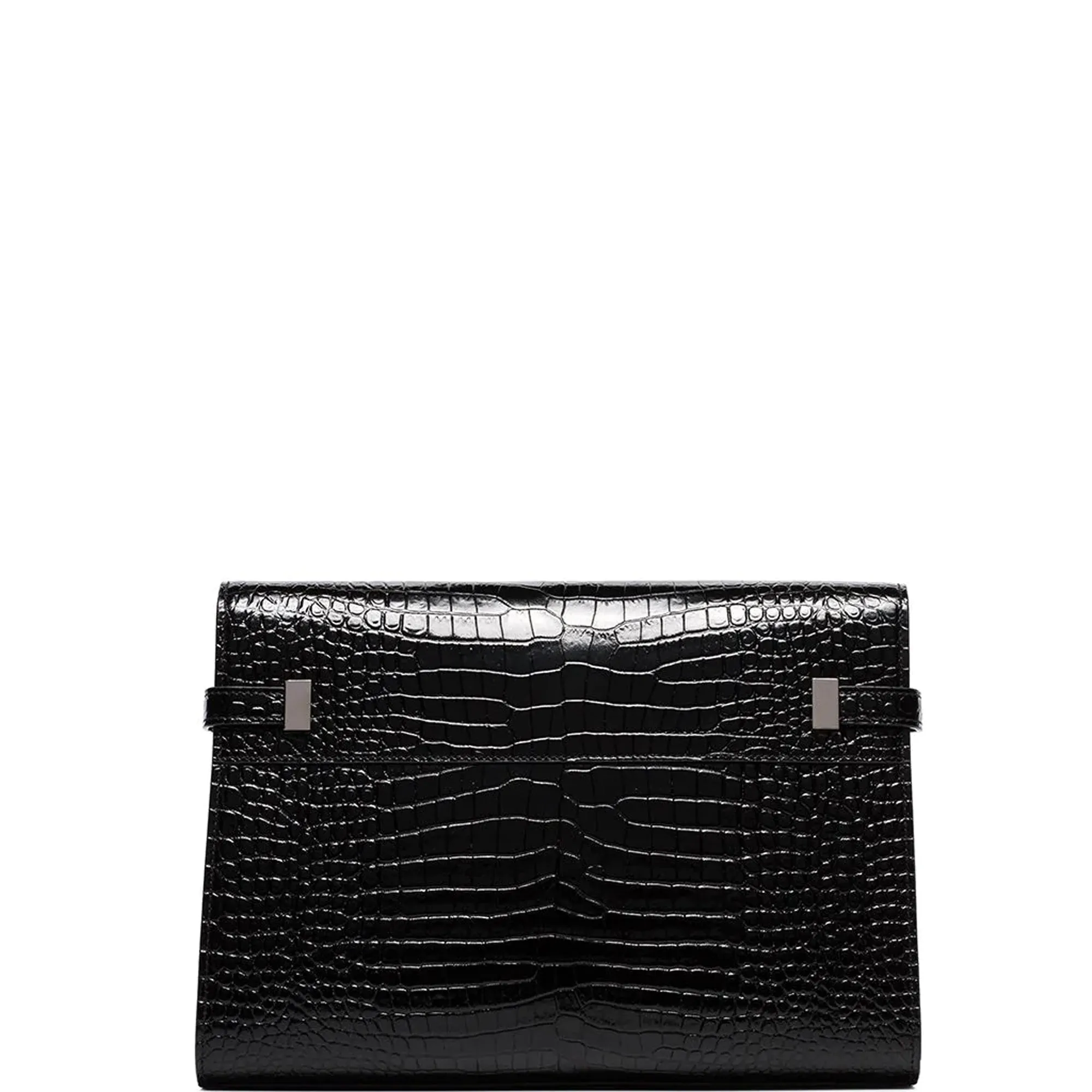 Manhattan Baguette Glossy Croc, Black/Silver