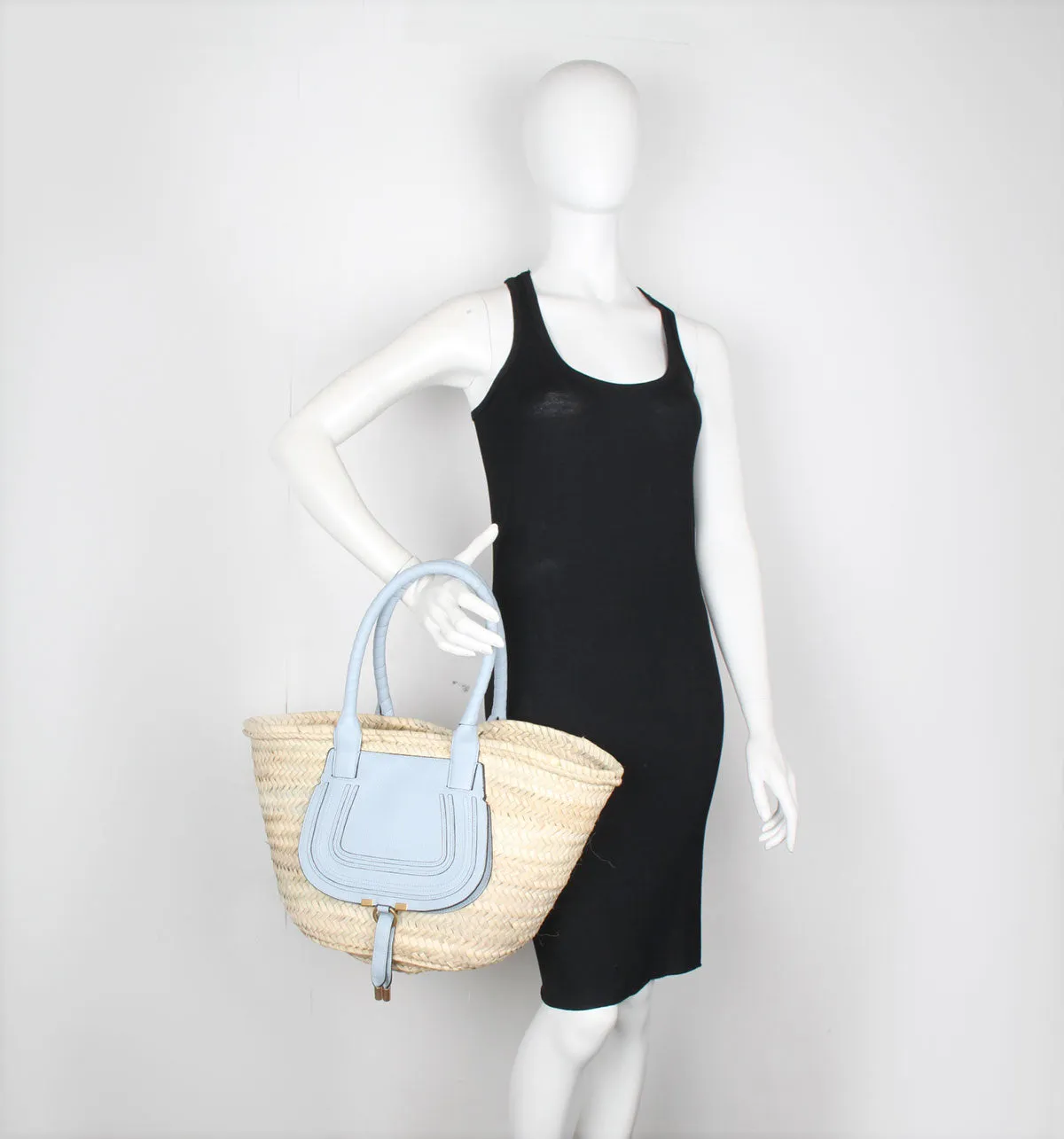 Marcie Raffia Basket Tote, Shady Blue