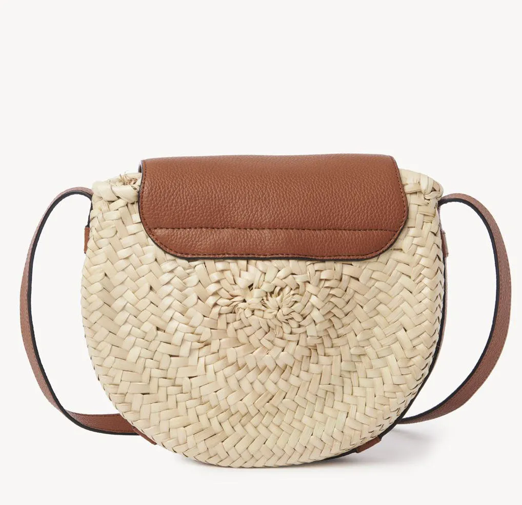 Marcie Raffia Satchel, Tan