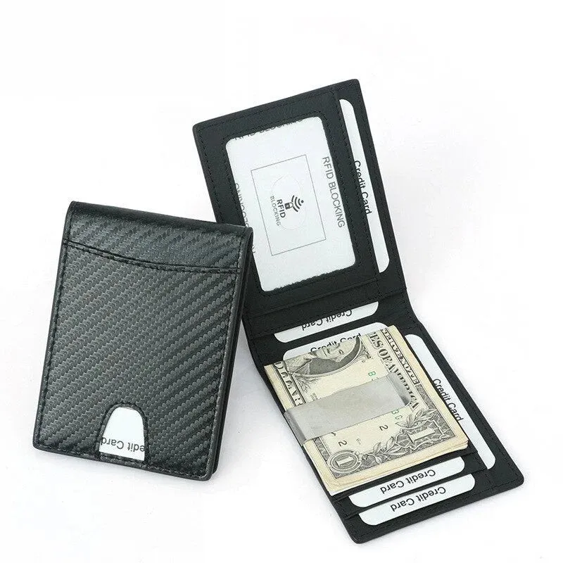 Men's Synthetic Leather Large Capacity Money Clip Business Wallet