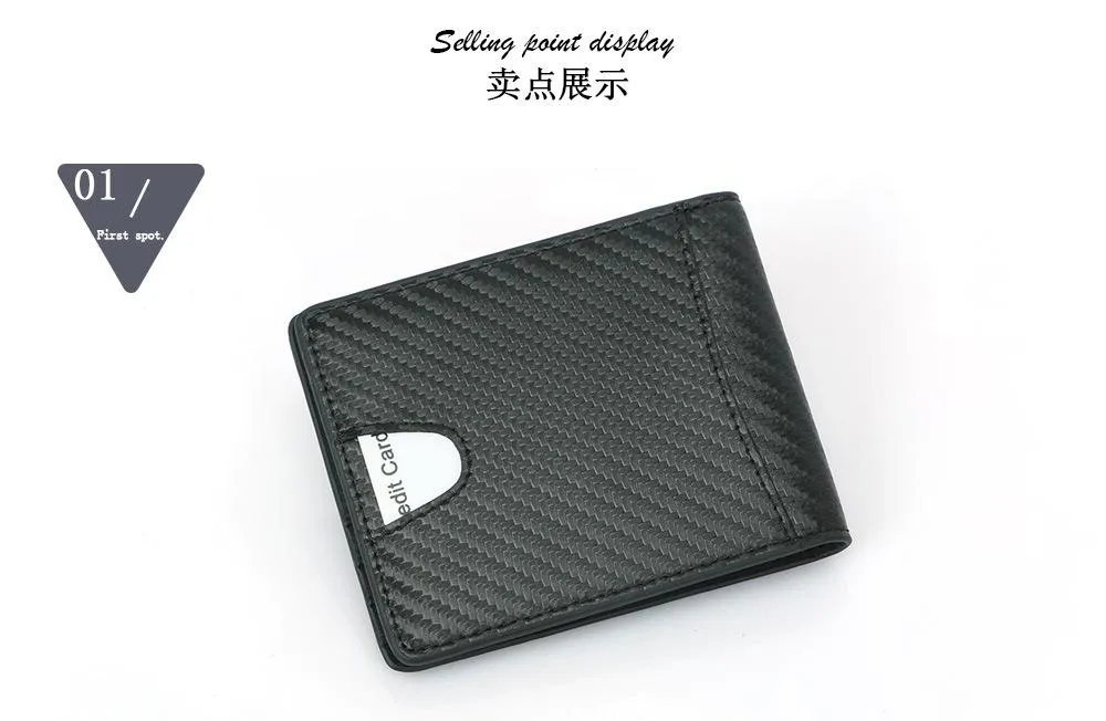 Men's Synthetic Leather Large Capacity Money Clip Business Wallet