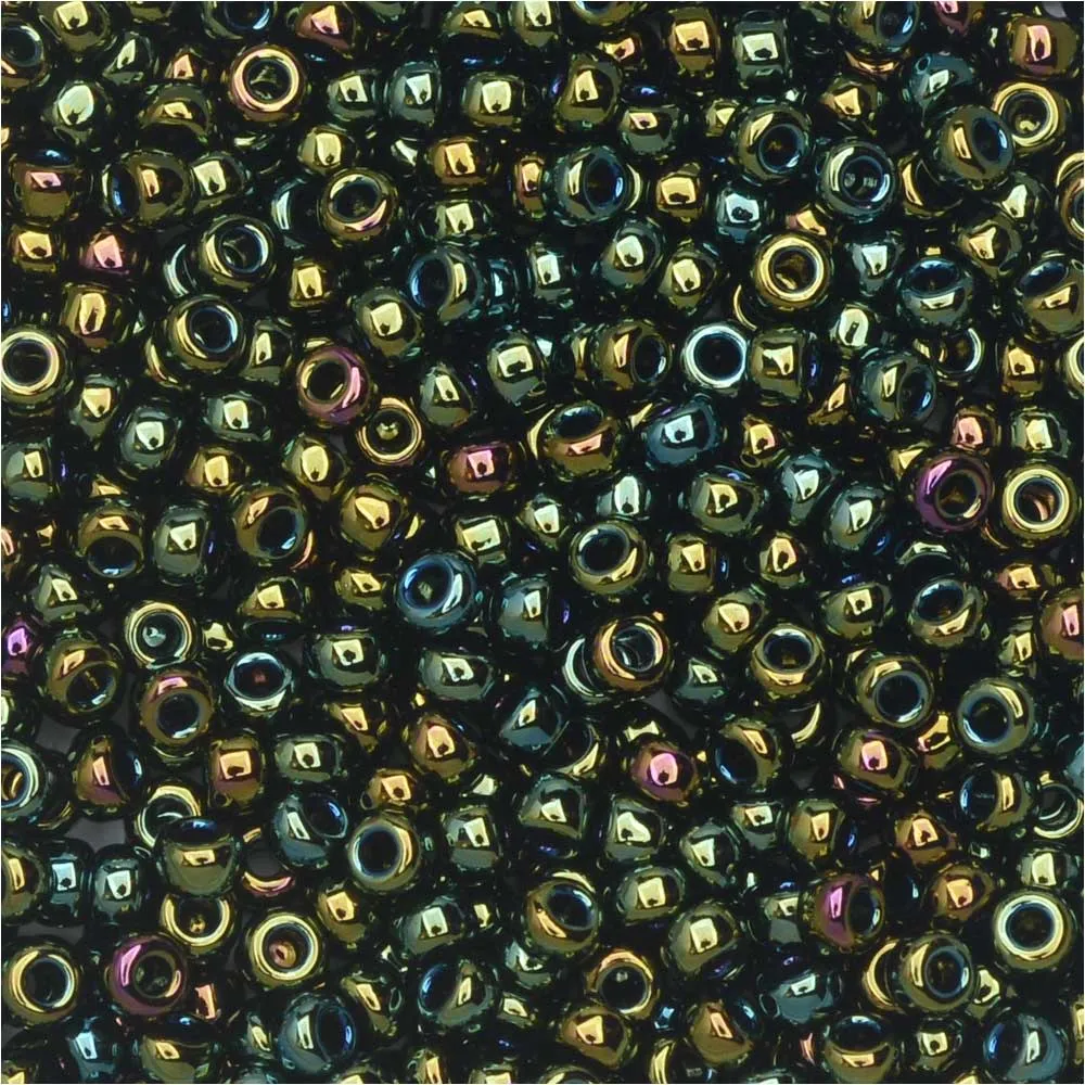 Miyuki Round Seed Beads, 11/0, #453 Metallic Green Iris (8.5 Gram Tube)