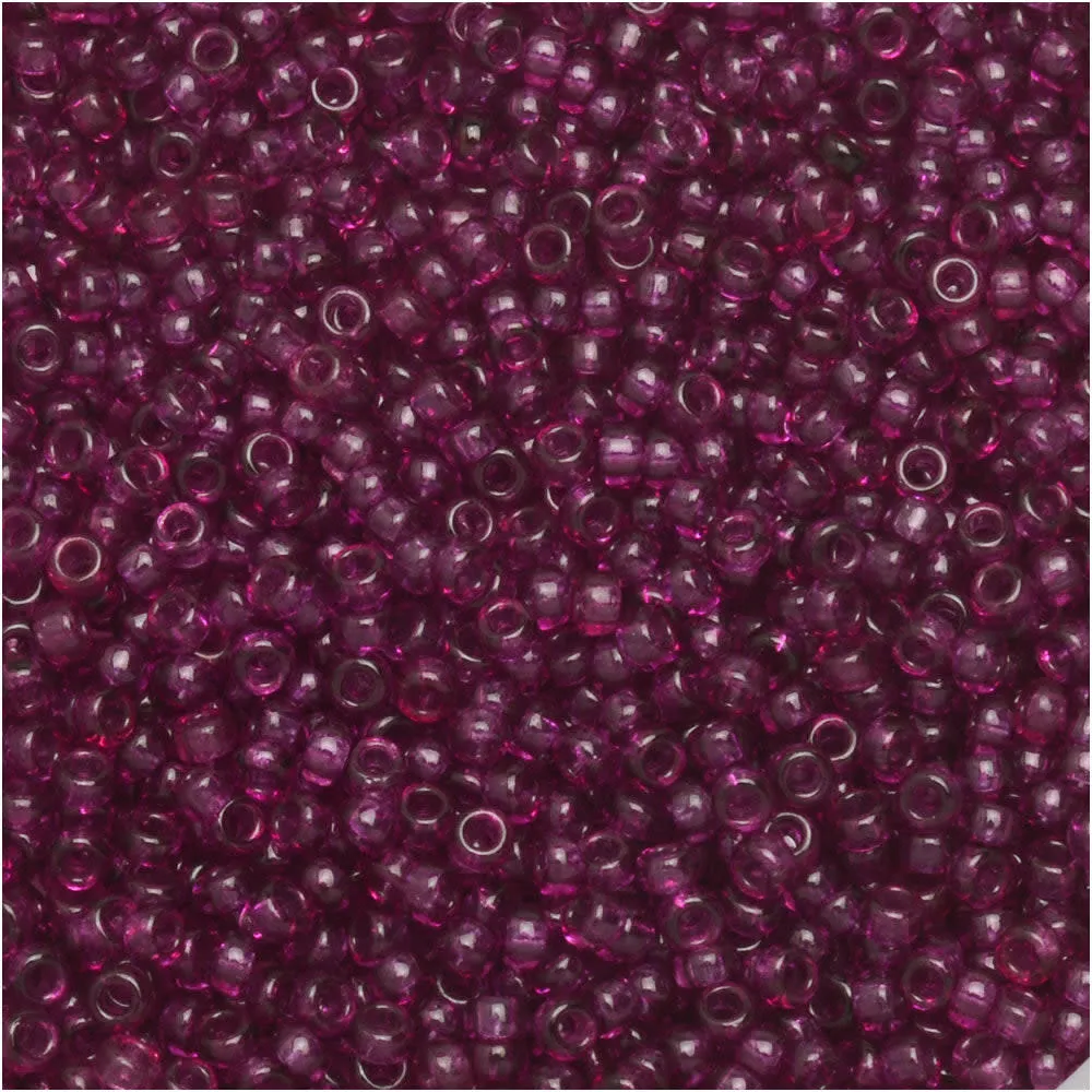 Miyuki Round Seed Beads, 15/0, #91312 Dyed Transparent Wine (8.2 Gram Tube)