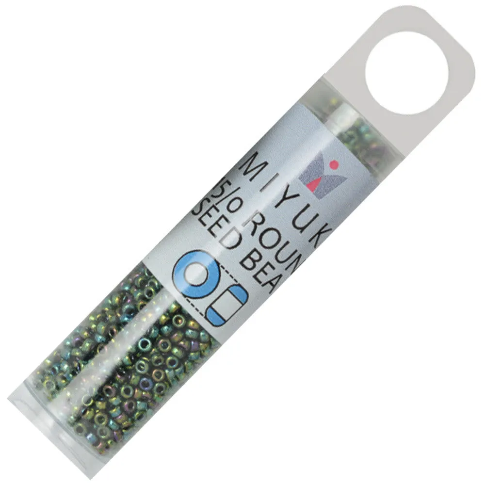 Miyuki Round Seed Beads, 15/0, #9468 Metallic Green Iris (8.2 Gram Tube)