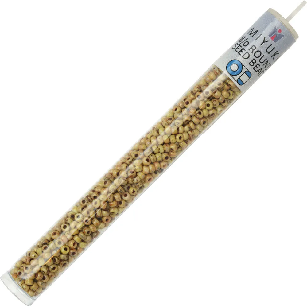 Miyuki Round Seed Beads, 8/0, #94512 Picasso Canary Yellow Matte (22 Gram Tube)