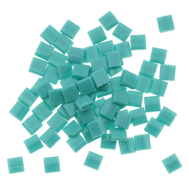 Miyuki Tila 2 Hole Square Beads 5mm 'Opaque Turquoise Green' 7.2 Grams