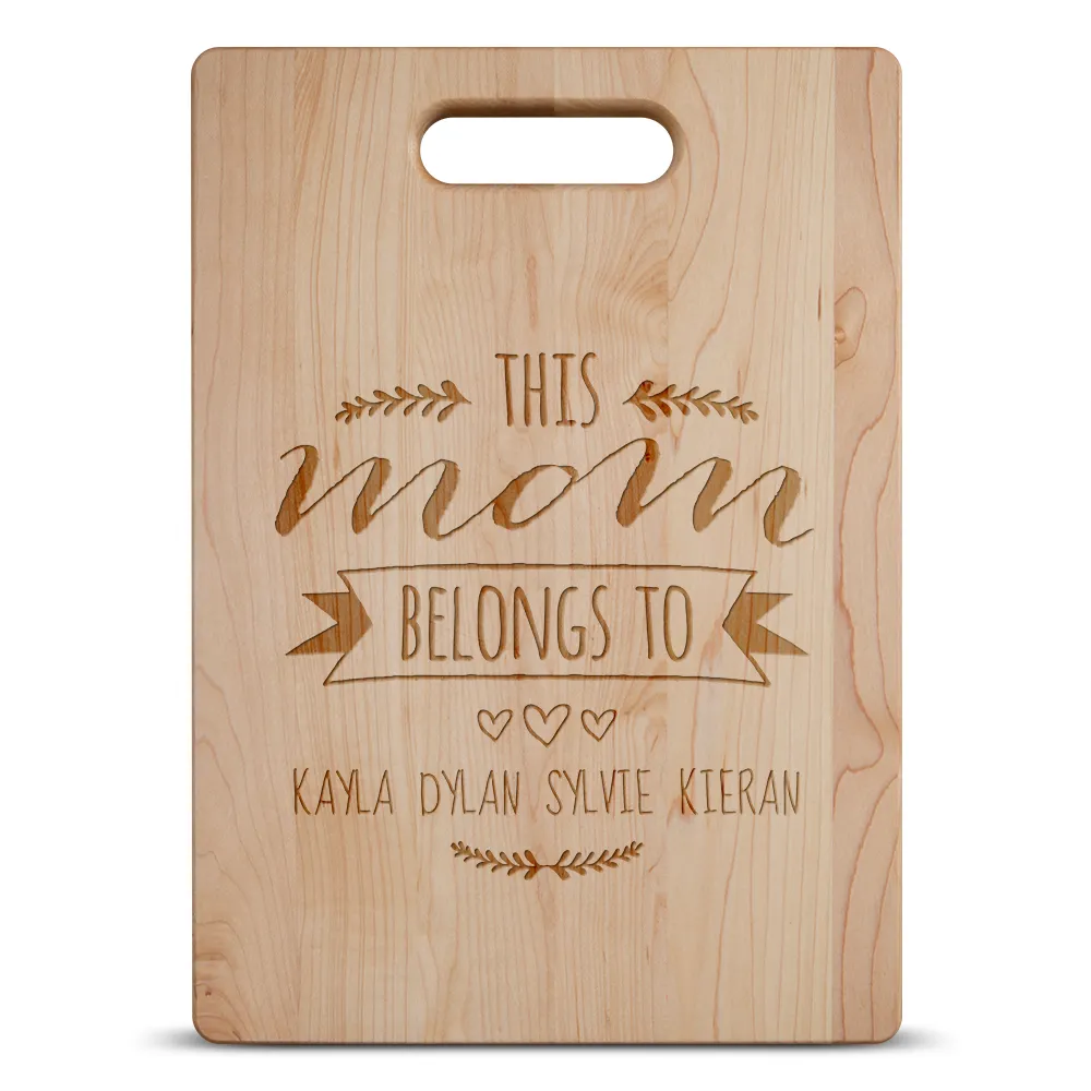 Mom Belongs To Personalized Maple Cutting Board