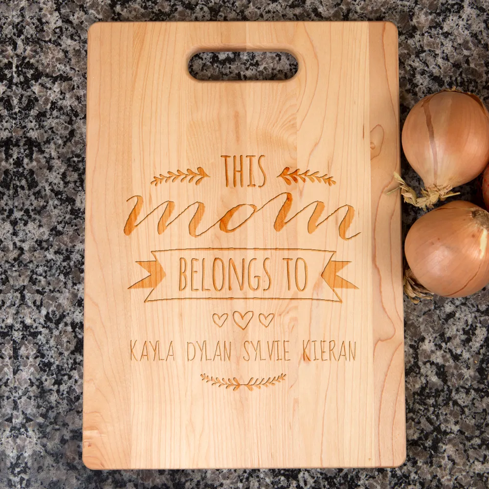 Mom Belongs To Personalized Maple Cutting Board