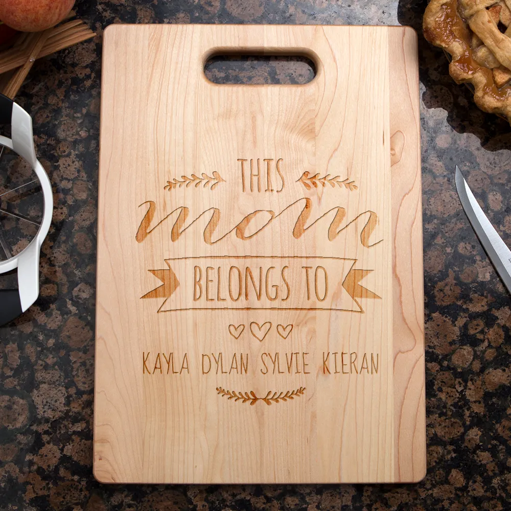 Mom Belongs To Personalized Maple Cutting Board