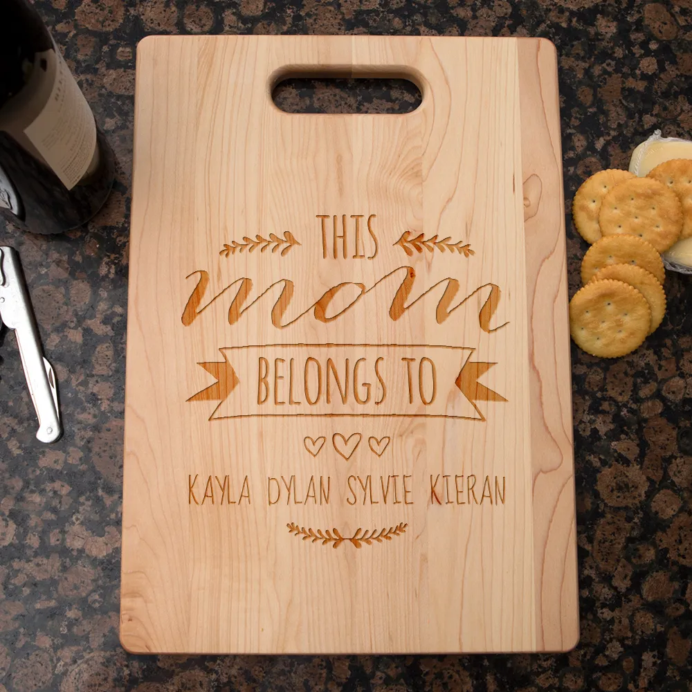 Mom Belongs To Personalized Maple Cutting Board