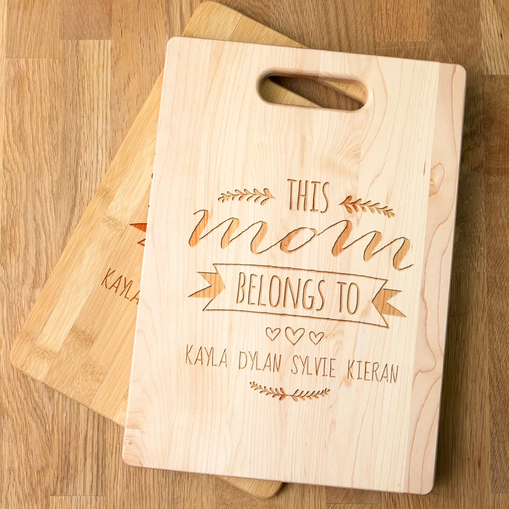 Mom Belongs To Personalized Maple Cutting Board