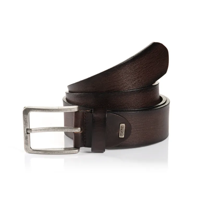 Monti Men's Feather Edge Belts 06313 Dallas - Brown