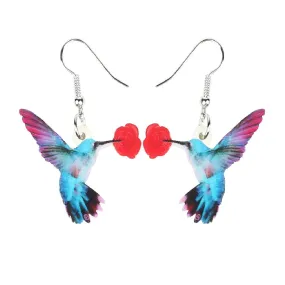 New Stylish Flower Flying Humming Bird Dangle Drop Earrings