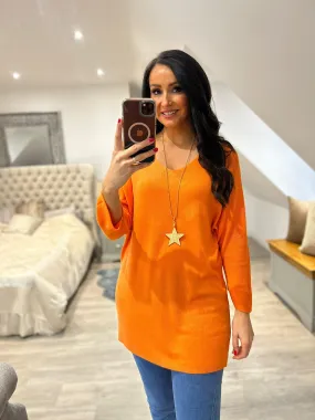 Orange Lightweight V Neck Tunic Suzie