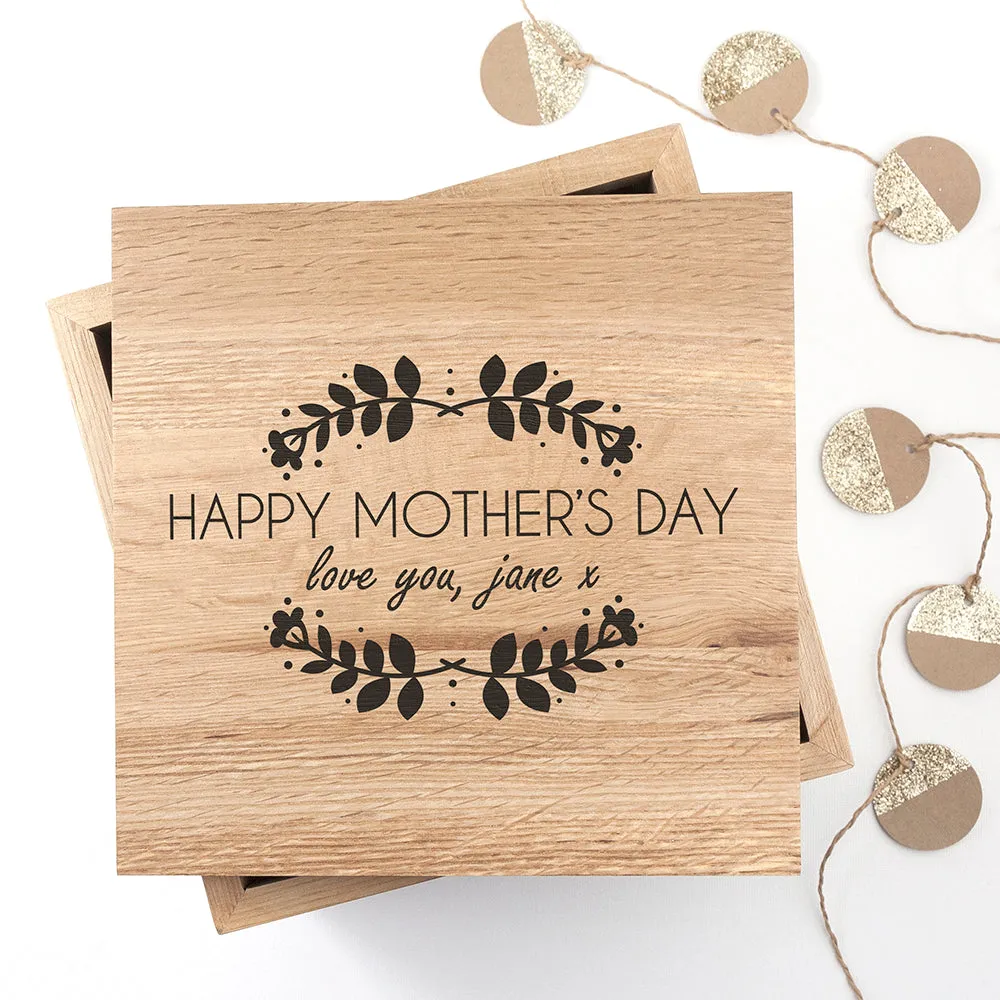 Personalised Happy Mother's Day Large Oak Photo Cube