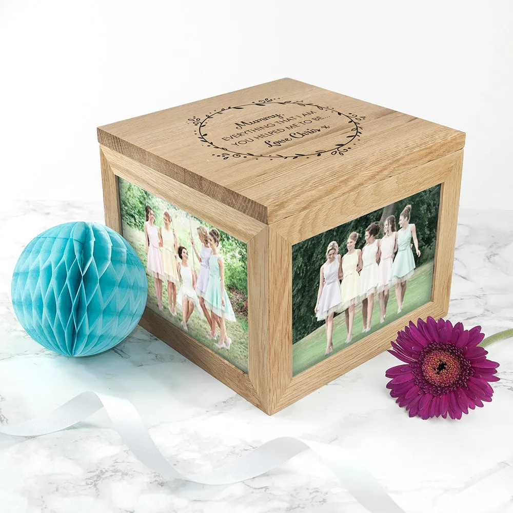 Personalised Thank You Mum Large Oak Photo Cube