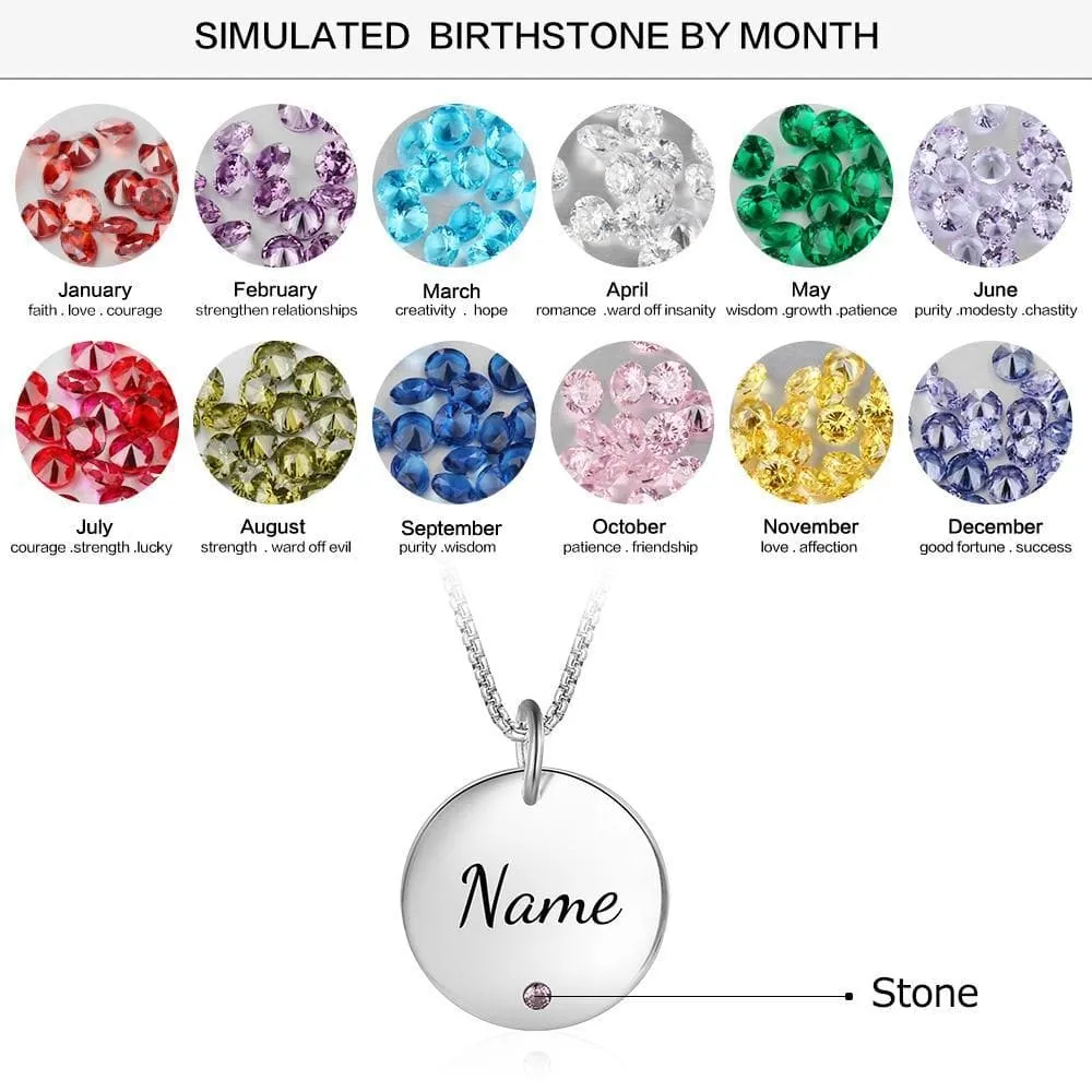 Personalized Birthstone Necklace with Engraved Name