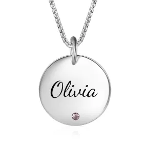 Personalized Birthstone Necklace with Engraved Name