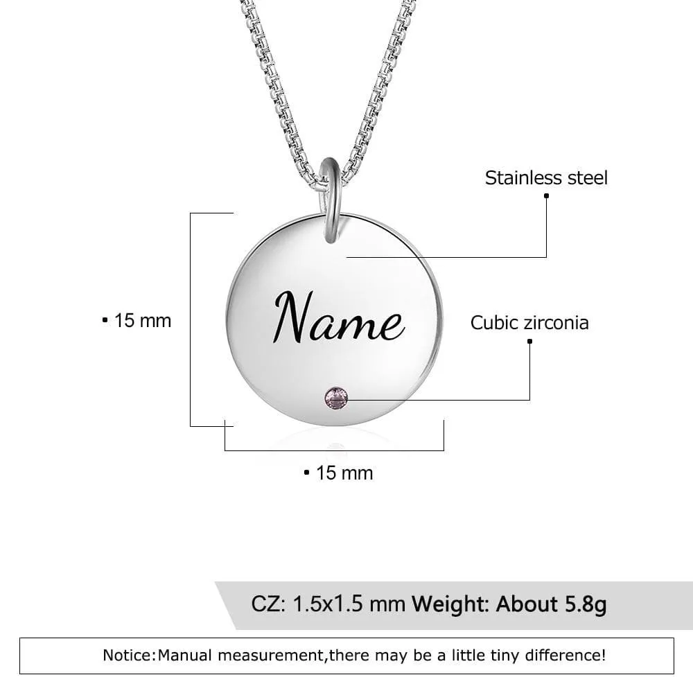 Personalized Birthstone Necklace with Engraved Name