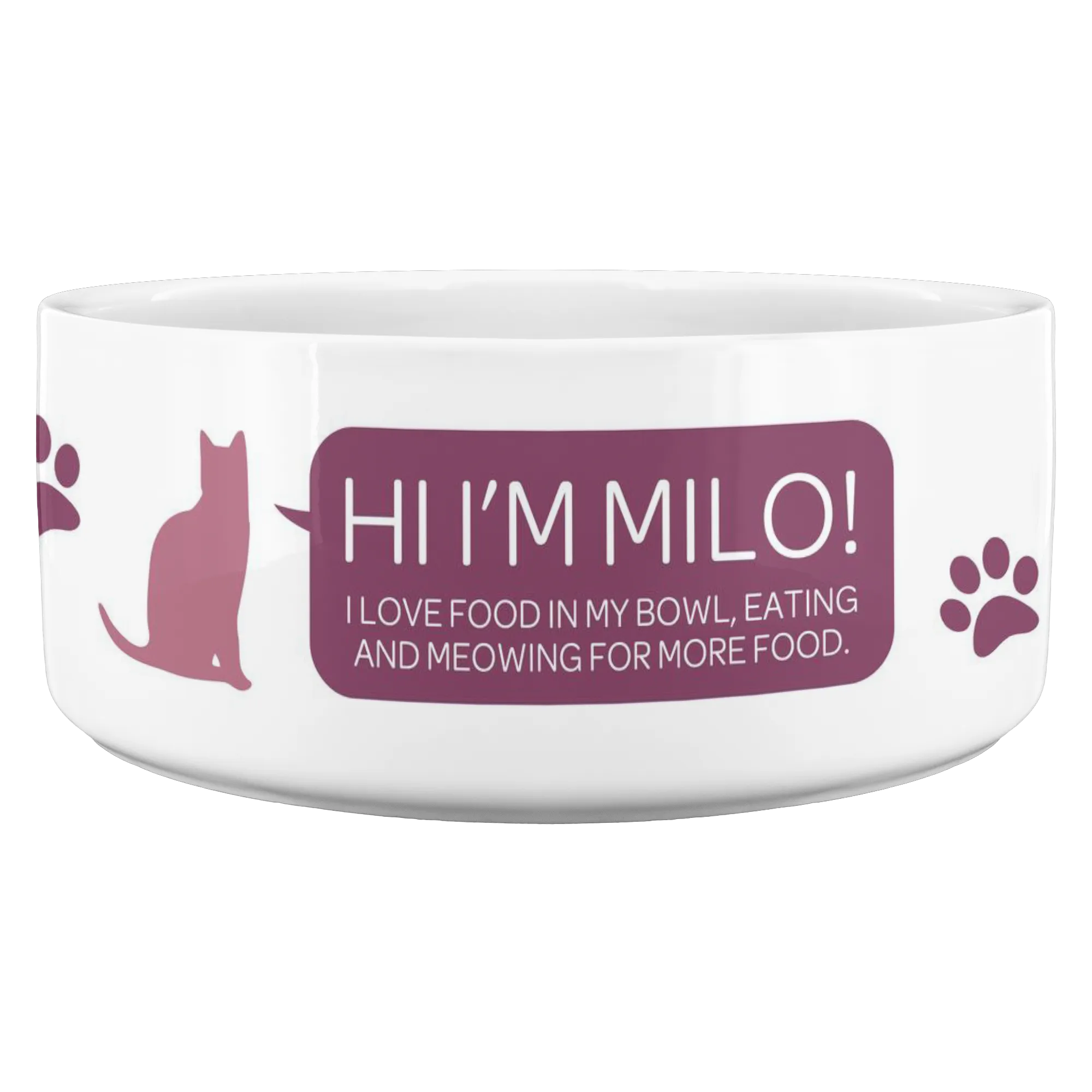 Personalized Ceramic Cat Bowl