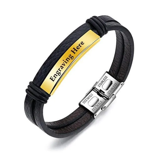 Personalized Engraved Leather Bracelets for Him