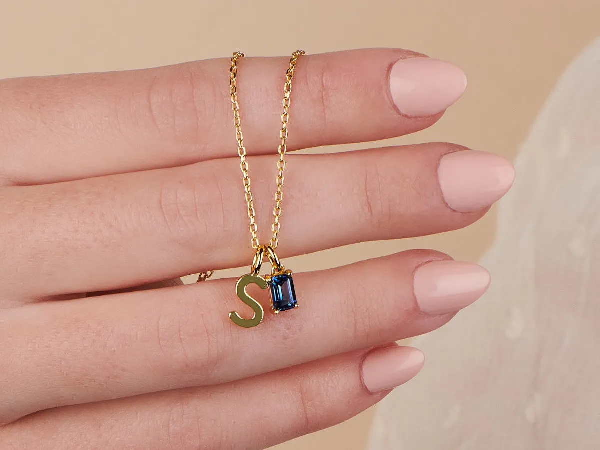 Personalized Gemstone Initial Necklace