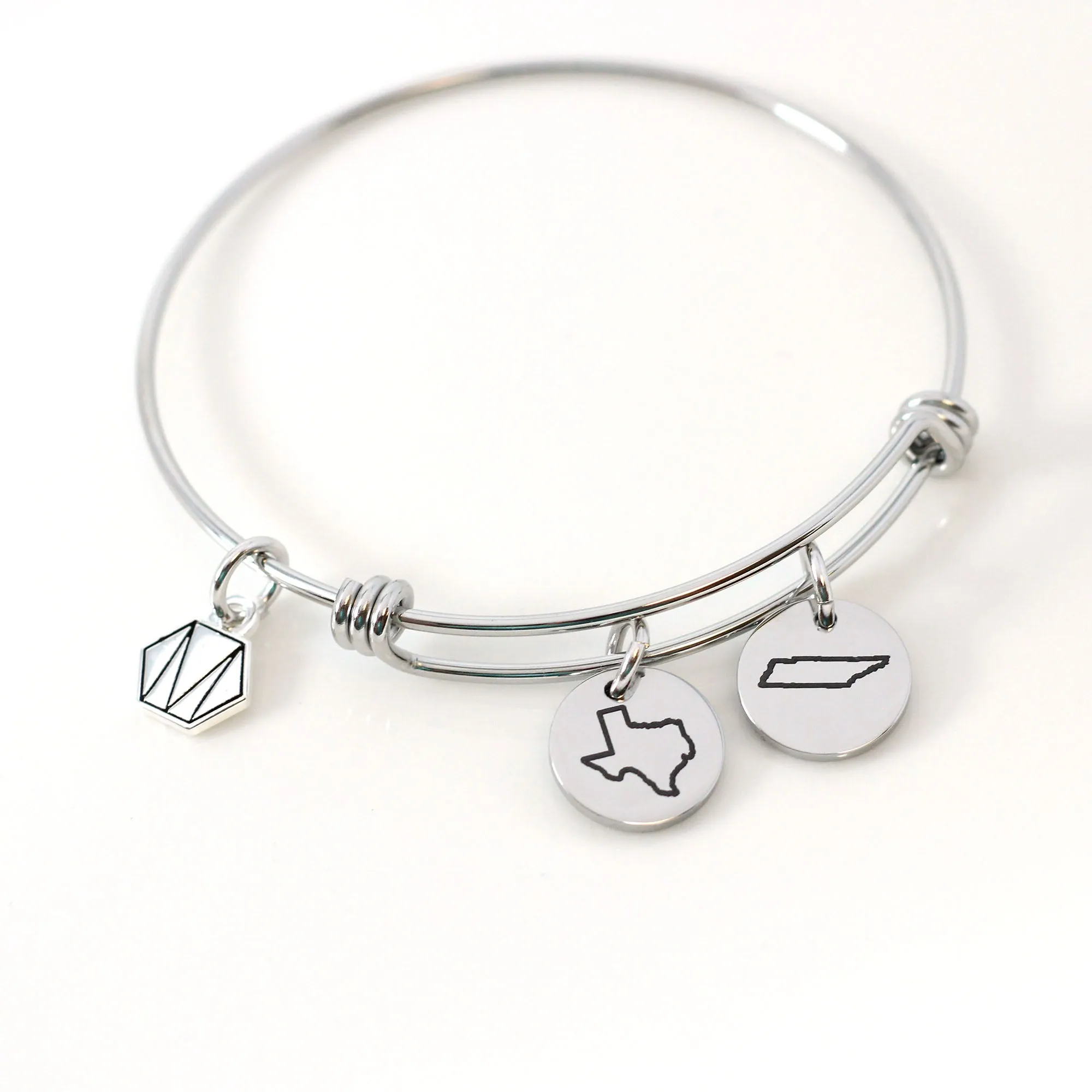 Personalized State Bangle Charm Bracelet