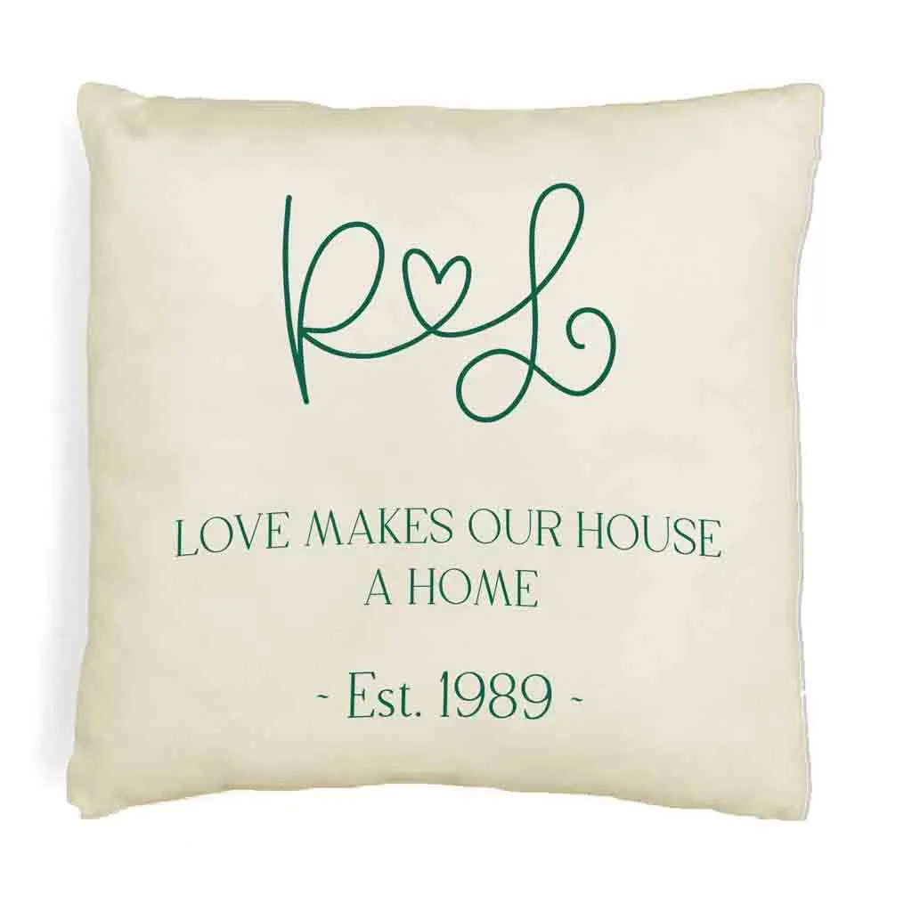 Personalized Throw Pillow Cover with Initials and Year