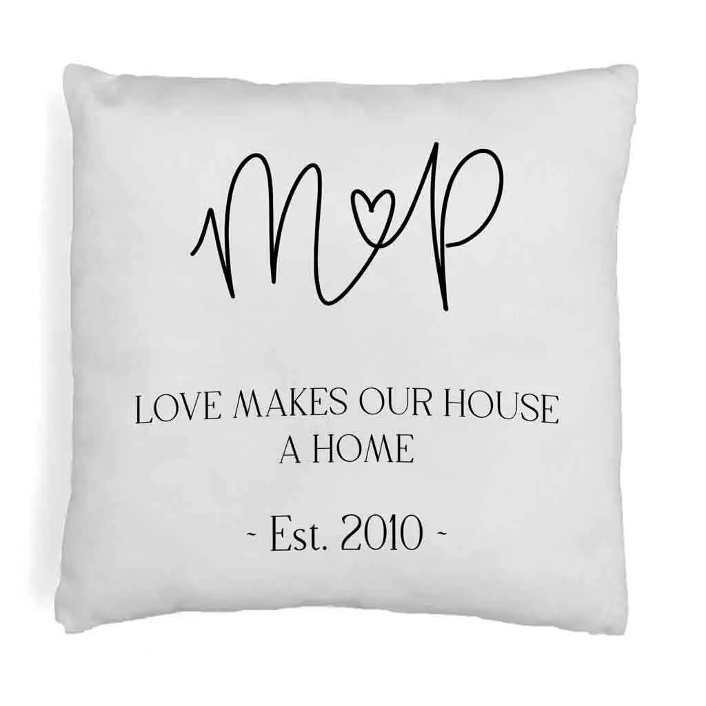 Personalized Throw Pillow Cover with Initials and Year