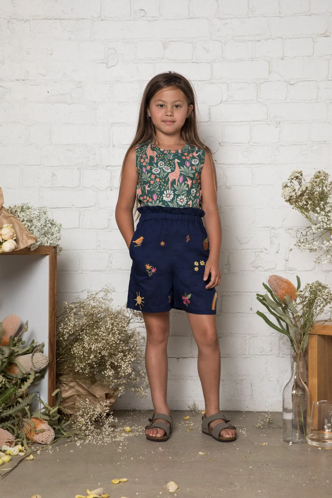 Picnic Embroidered Kids Short