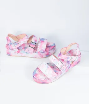 Pink & Purple Tie Dye Platform Sandals