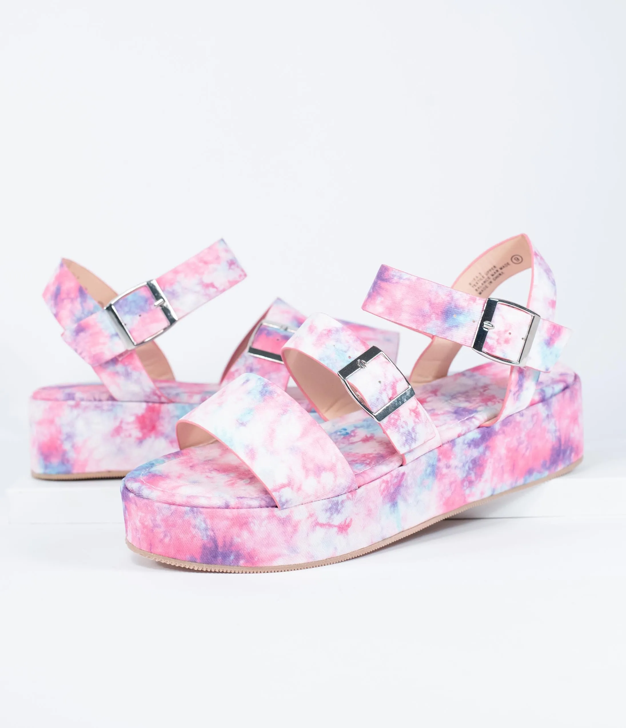 Pink & Purple Tie Dye Platform Sandals