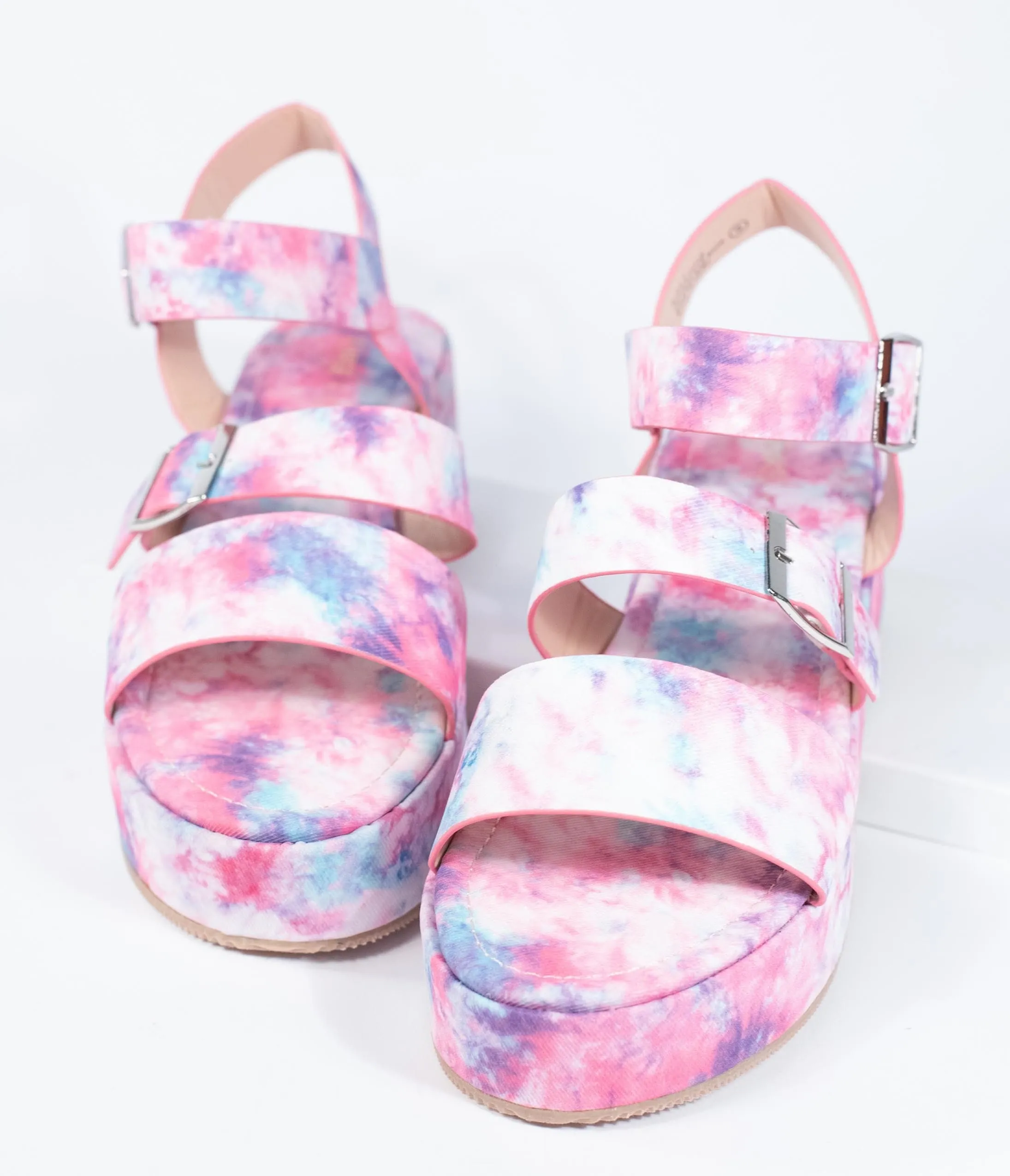 Pink & Purple Tie Dye Platform Sandals