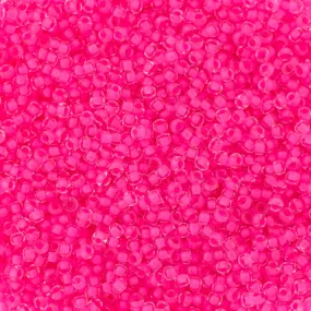 Preciosa Czech Glass, 11/0 Round Seed Bead, Crystal Color Lined Neon Pink (1 Tube)