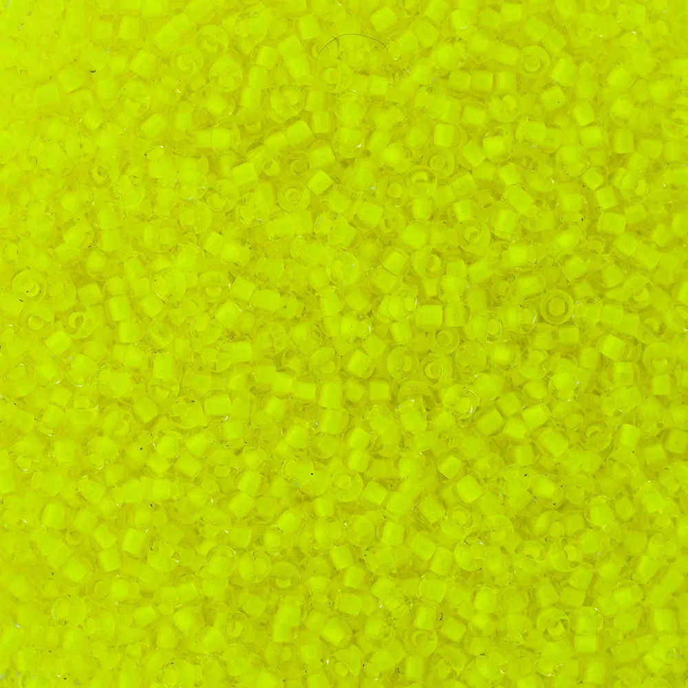 Preciosa Czech Glass, 11/0 Round Seed Bead, Crystal Color Lined Neon Yellow (1 Tube)