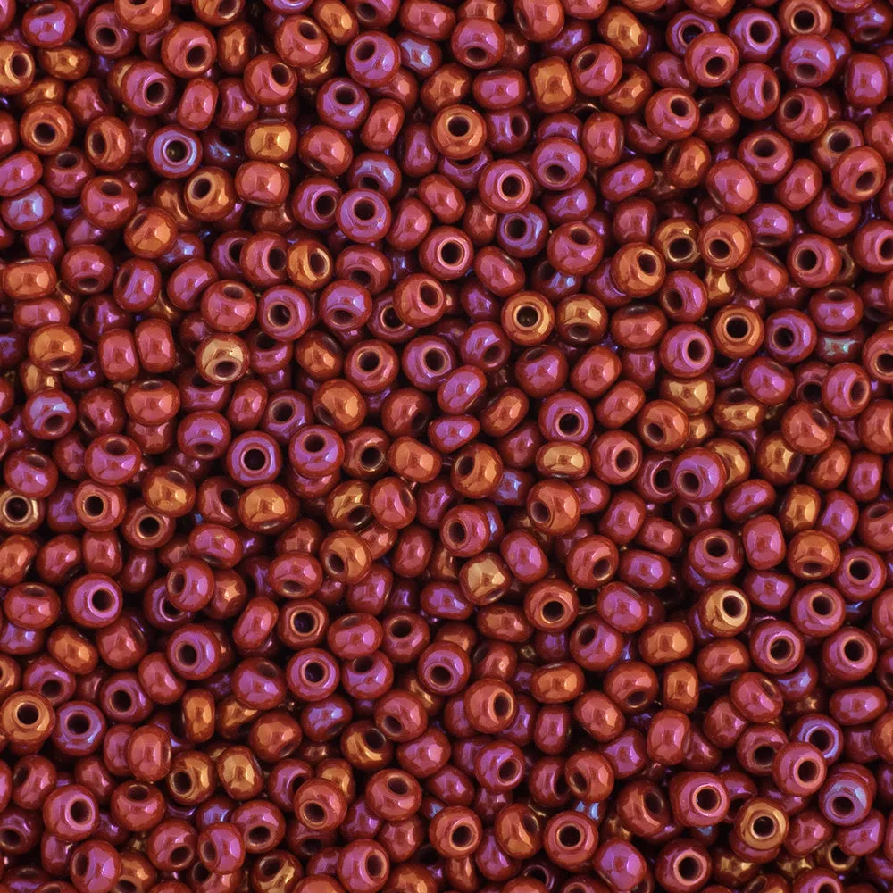 Preciosa Czech Glass, 11/0 Round Seed Bead, Opaque Ruby AB (1 Tube)