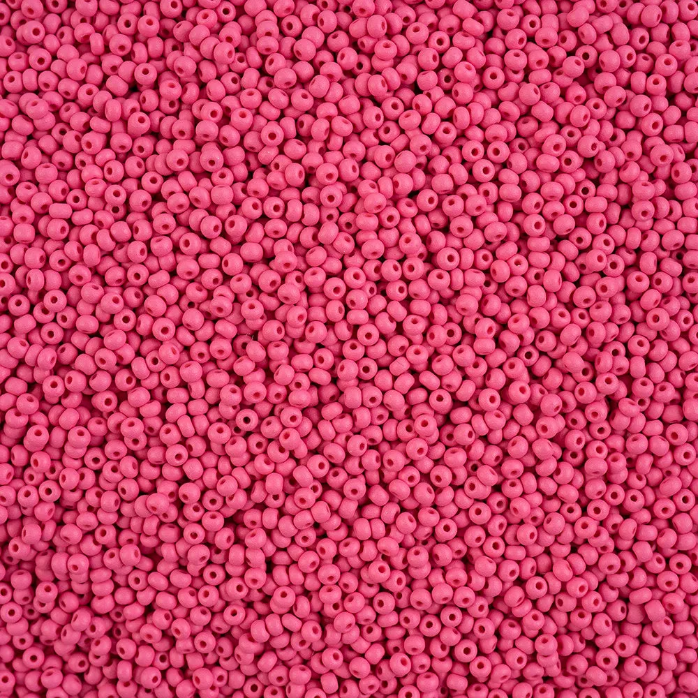 Preciosa Czech Glass, 11/0 Round Seed Bead, PermaLux Dyed Chalk Fuchsia - Matte (1 Tube)