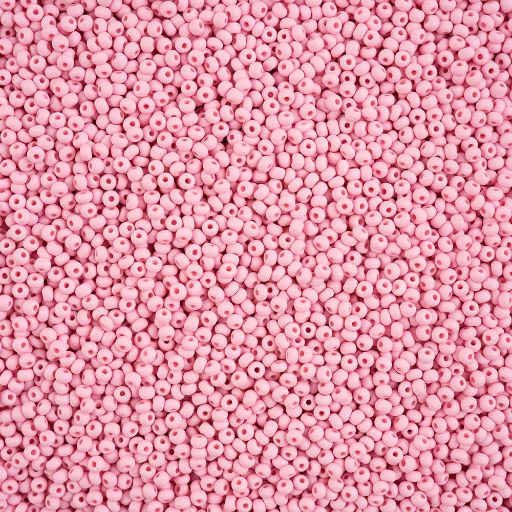 Preciosa Czech Glass, 11/0 Round Seed Bead, PermaLux Dyed Chalk Light Pink - Matte (1 Tube)