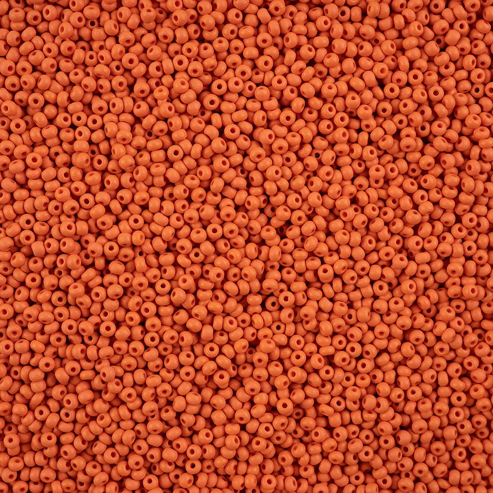 Preciosa Czech Glass, 11/0 Round Seed Bead, PermaLux Dyed Chalk Orange - Matte (1 Tube)