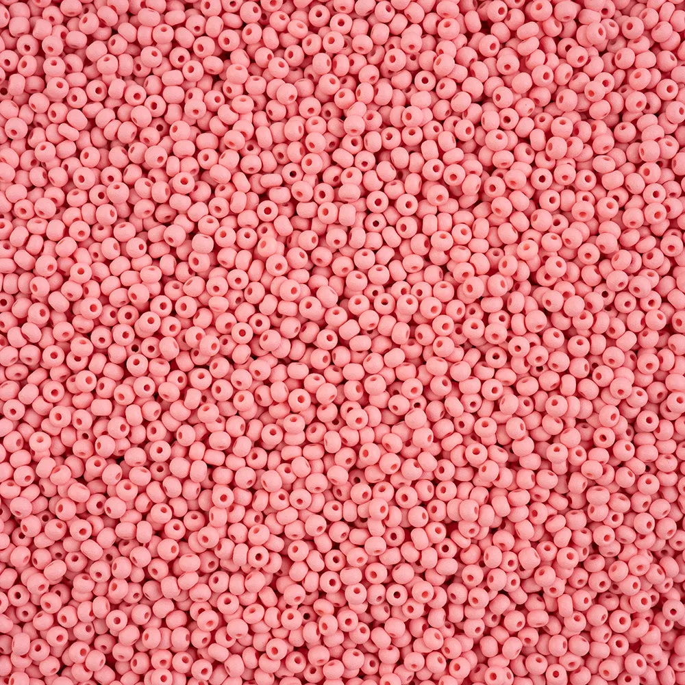 Preciosa Czech Glass, 11/0 Round Seed Bead, PermaLux Dyed Chalk Pink - Matte (1 Tube)