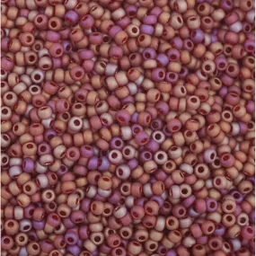 Preciosa Czech Glass, 11/0 Round Seed Bead, Transparent Dark Red - Matte AB (1 Tube)