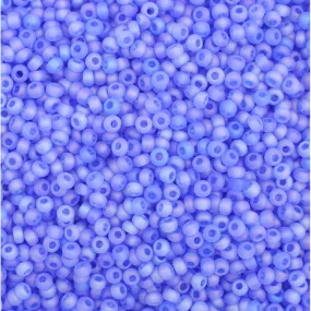 Preciosa Czech Glass, 11/0 Round Seed Bead, Transparent Light Blue - Matte AB (1 Tube)