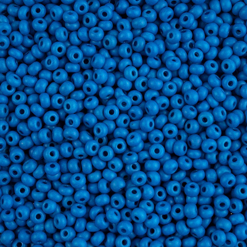 Preciosa Czech Glass, 6/0 Round Pony Seed Bead, Terra Intensive Blue - Matte (1 Tube)