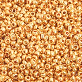 Preciosa Czech Glass, 8/0 Round Seed Bead, Metallic Gold (1 Tube)